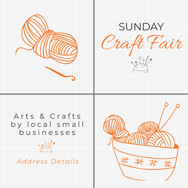Ontwerpsjabloon van Instagram van Sunday Craft Fair Announcement