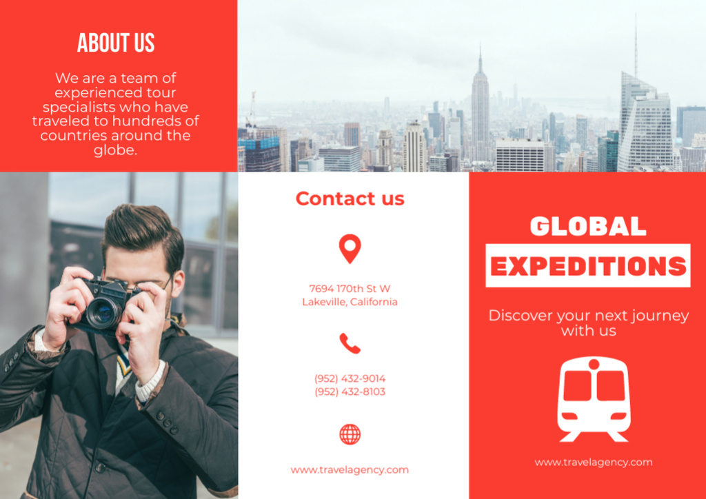 Global Expedition Offer with Travel Agency Brochure Šablona návrhu