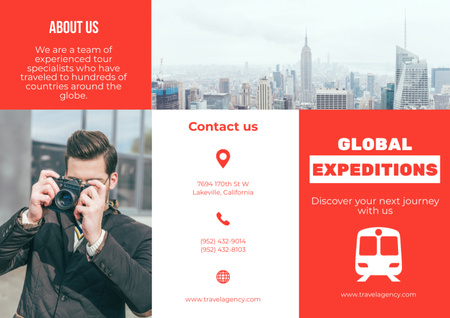 Plantilla de diseño de Global Expedition Offer with Travel Agency Brochure 