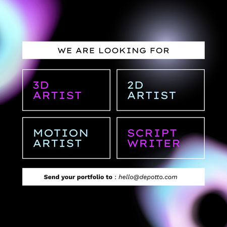 Modèle de visuel Annonce d'embauche d'artistes numériques et de scénaristes - Instagram