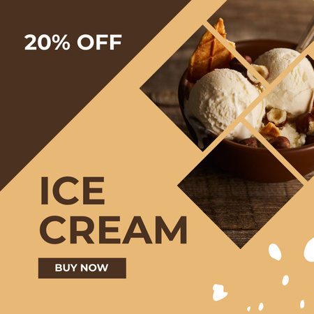 Delicious Ice Cream with Pieces of Waffle Instagram Design Template