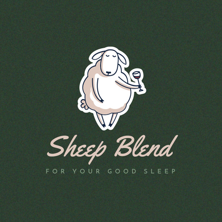 羊の入った睡眠用品店のエンブレム Logoデザインテンプレート