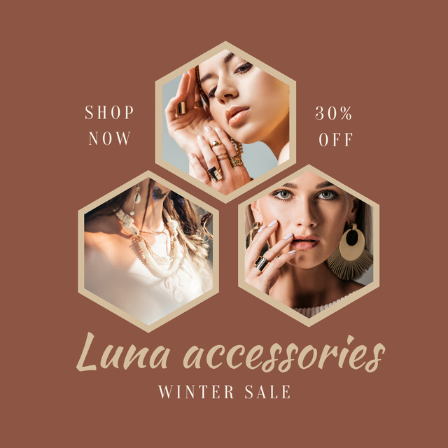 Ontwerpsjabloon van Instagram van Winter Sale Jewelry Collection for Women
