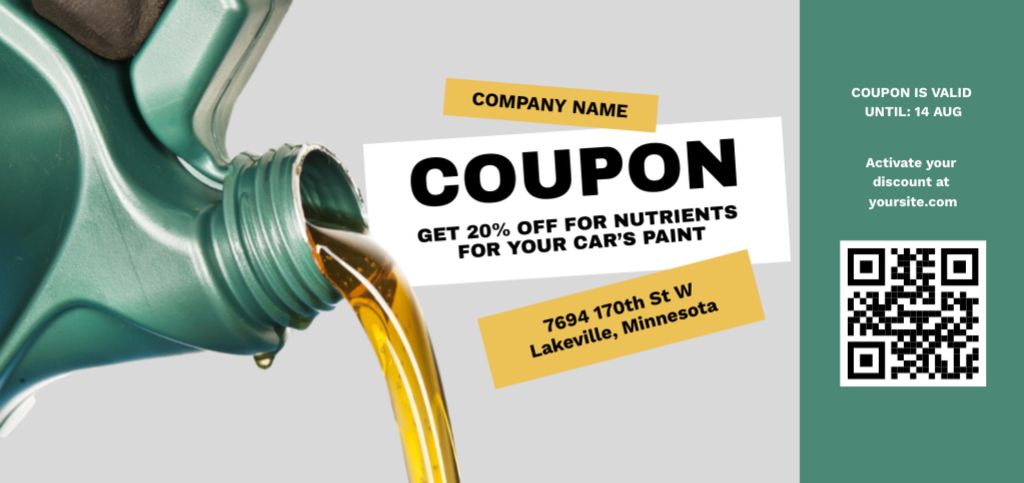Vehicle Supplies and Liquids Sale Ad on Green Grey Coupon Din Large Modelo de Design