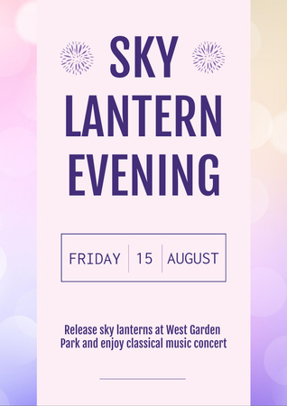 Sky lantern evening announcement on bokeh Flyer A4 Design Template