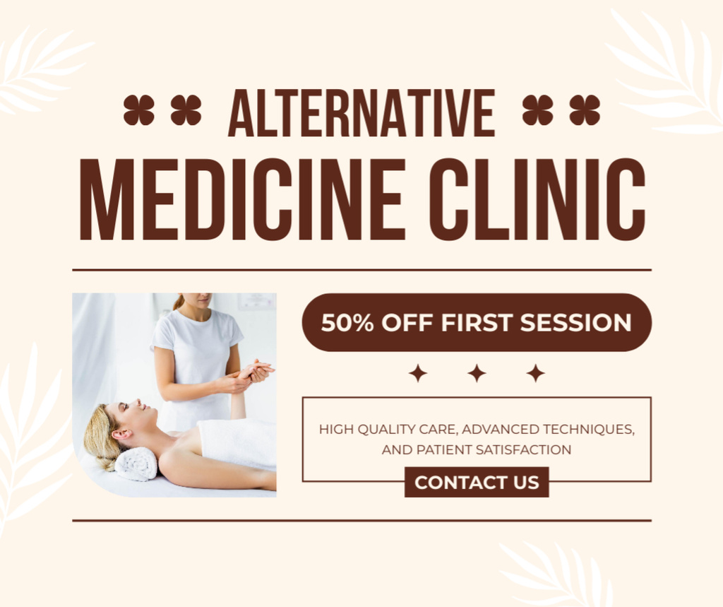 Alternative Medicine Clinic Service At Half Price For Session Facebook Design Template