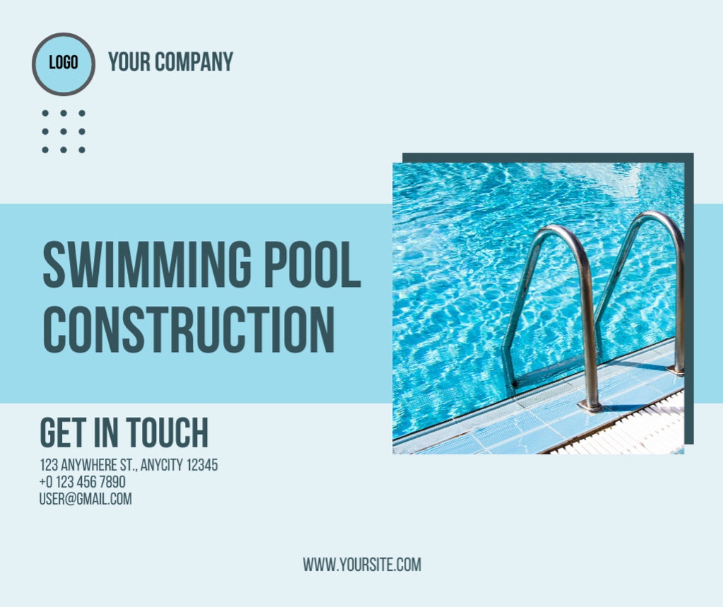 Pool Construction Services Facebook tervezősablon