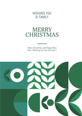 Desejos de Natal e Ano Novo com padrão de folha Postcard A5 Vertical Modelo de Design
