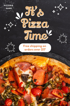 Ontwerpsjabloon van Pinterest van Free Pizza Delivery