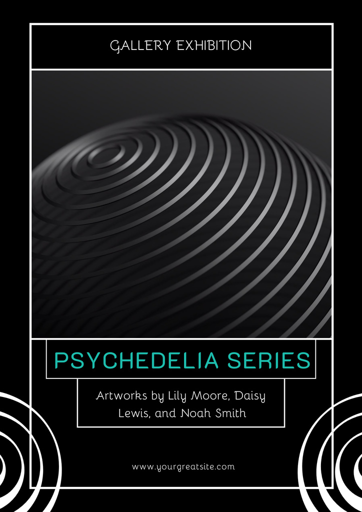 Psychedelic Series Exhibition Announcement on Black Poster Tasarım Şablonu