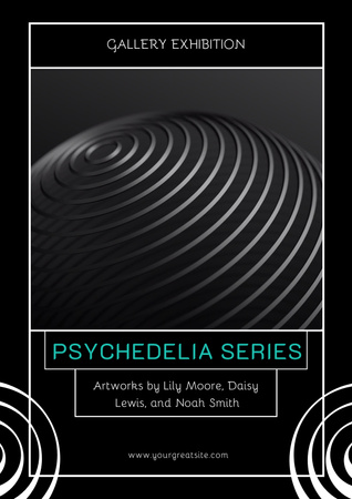 Plantilla de diseño de Anuncio de exposición de la serie psicodélica sobre negro Poster 