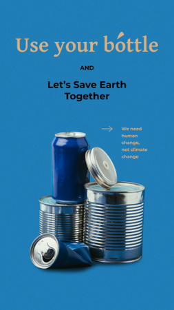 Műanyagszennyezés tudatosság környezetbarát palackokkal Instagram Story tervezősablon