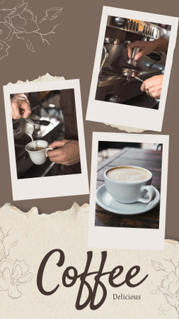 Plantilla de diseño de Tasty Coffee Idea with Photos of Hot Drink Instagram Story 