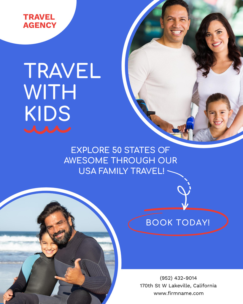 Travel Tour Offer for Young Family Poster 16x20in Πρότυπο σχεδίασης