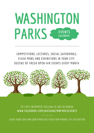 Park Event Announcement with Green Trees Poster Design Template