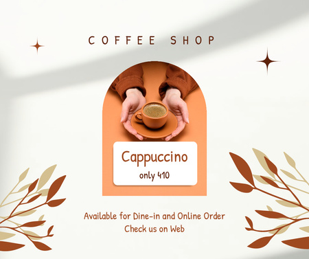 Coffee Shop Promotion with Cappuccino Facebook Design Template