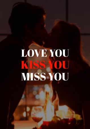 Valentine's Day Greeting with Kissing Couple Postcard A5 Vertical tervezősablon