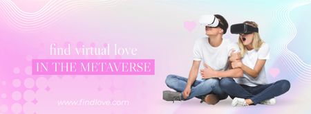 Virtual Love In Metaverse Facebook cover Design Template