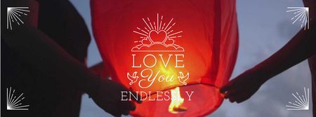 Soulmates holding Chinese Lantern on Valentine's Day Facebook Video cover Design Template