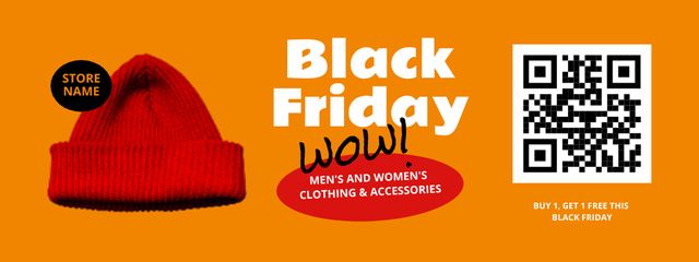 Clothes Sale on Black Friday with Stylish Hat Coupon Modelo de Design