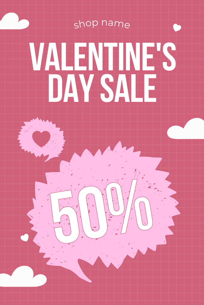 Ontwerpsjabloon van Pinterest van Valentine's Day Sale Announcement on Pink