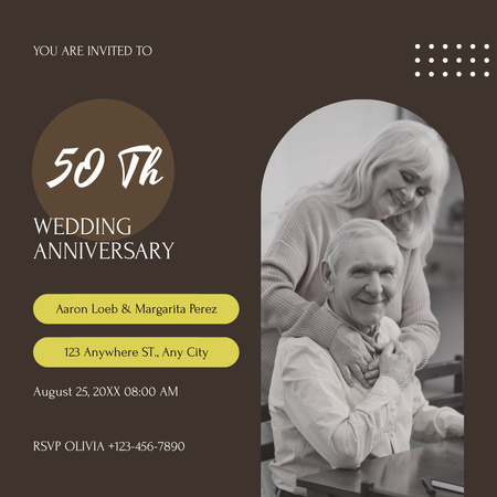 Greetings on Wedding Anniversary on Brown Instagram Design Template