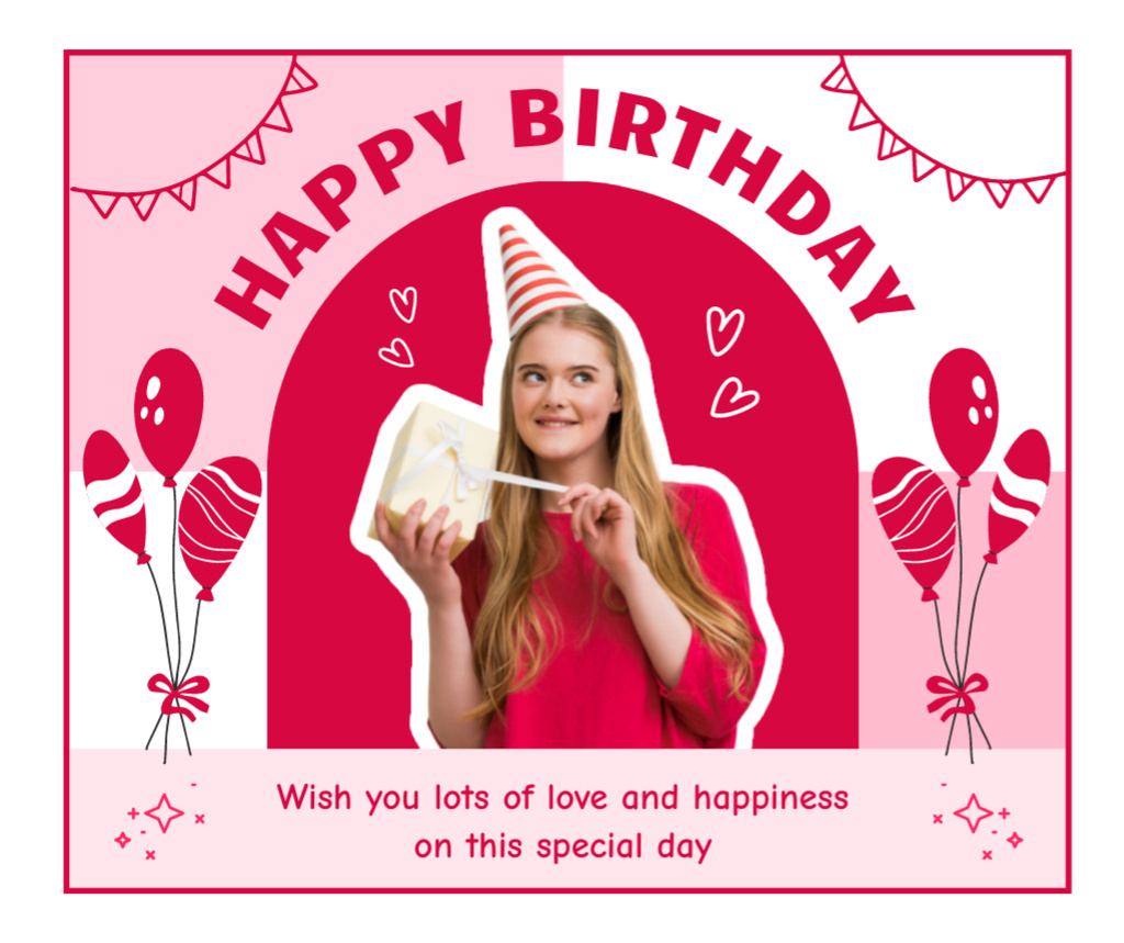 Ontwerpsjabloon van Facebook van Happy Birthday Cheerful Blonde