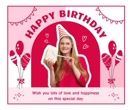 Happy Birthday Cheerful Blonde Facebook Design Template