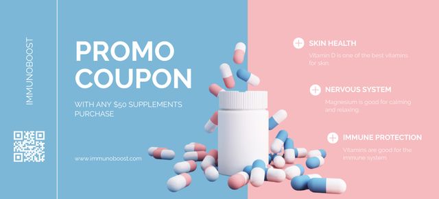 Well-regarded Vitamins And Minerals With Promo Offer Coupon 3.75x8.25in – шаблон для дизайна
