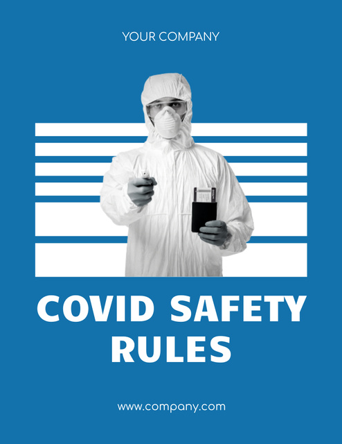 List of Safety Rules During  Covid Pandemic Flyer 8.5x11in Design Template