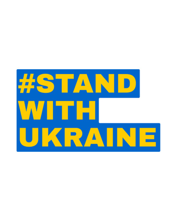 Stand with Ukraine Phrase in National Flag Colors T-Shirtデザインテンプレート