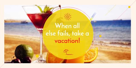 Summer cocktail on tropical vacation Twitter Šablona návrhu