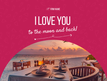 Romantic Valentine’s Day Dinner on Beach Postcard 4.2x5.5in Πρότυπο σχεδίασης