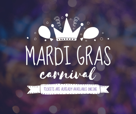 Designvorlage Mardi Gras carnival crown für Facebook