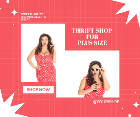 Plantilla de diseño de Thrift shop for plus size pink Facebook 
