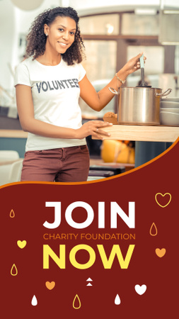 Woman cooking Charity Dinner Instagram Story Design Template