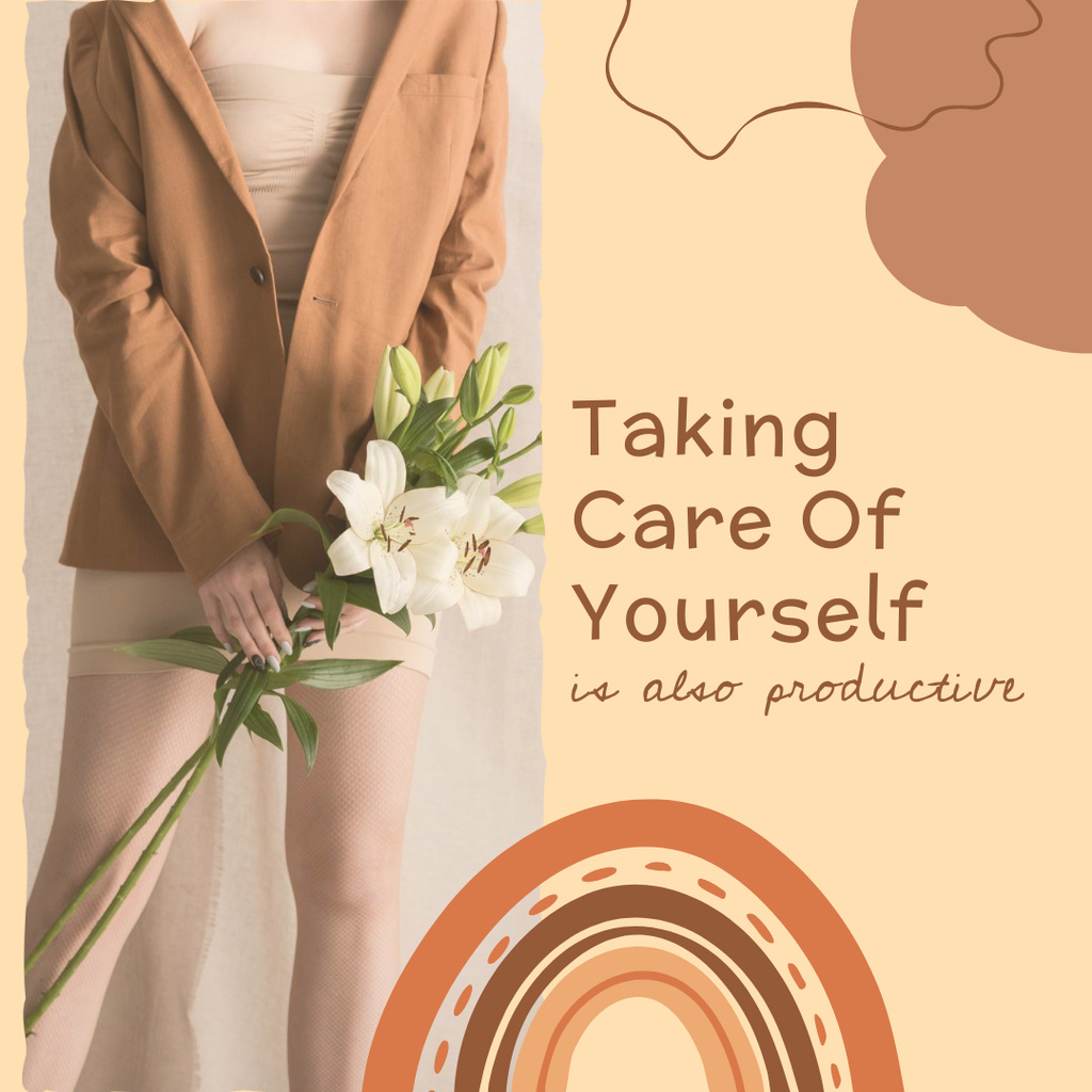 Plantilla de diseño de Care Products Promotion with Woman Holding Lily in Her Hands Instagram 