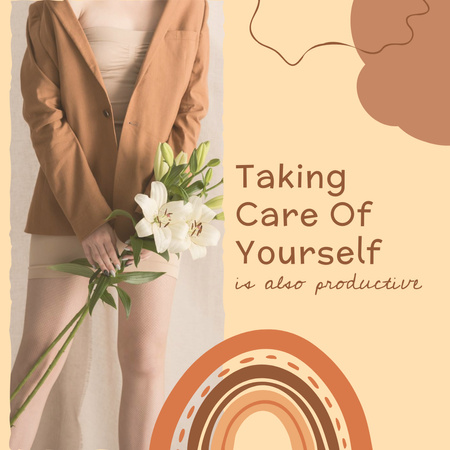 Care Products Promotion with Woman Holding Lily in Her Hands Instagram Design Template