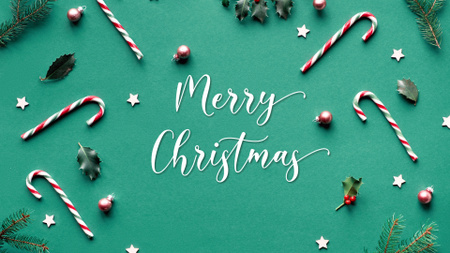 Modèle de visuel Joyeux Noël avec des cannes de bonbon - Zoom Background