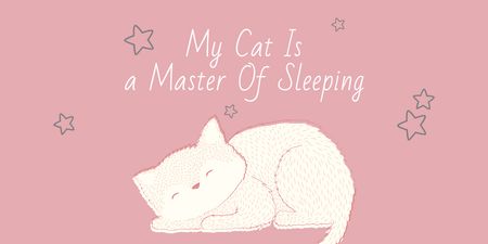 Modèle de visuel Cute Cat Sleeping in Pink - Twitter