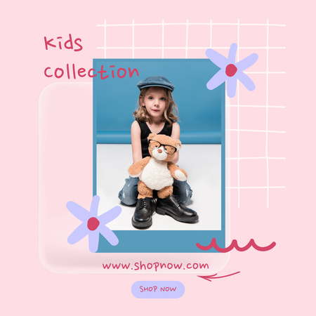 Platilla de diseño Children Clothing Ad with Cute Little Girl Instagram AD