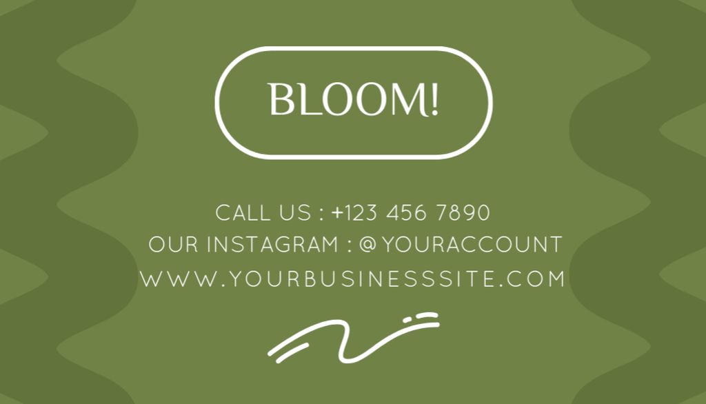 Flower Shop Ad with Bouquet of White Flowers on Green Business Card US Design Template