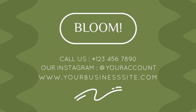 Flower Shop Ad with Bouquet of White Flowers on Green Business Card US tervezősablon