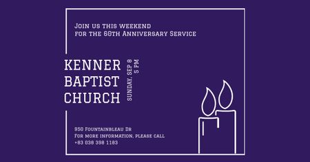 Convite para igreja batista com velas Facebook AD Modelo de Design