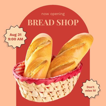 Leipäkaupan tuoreen leipomon tarjoukset Instagram Design Template