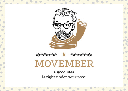 Plantilla de diseño de Movember Announcement with Man with moustache and beard in Scarf Postcard 5x7in 