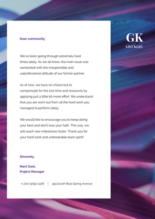 Modèle de visuel Business Community Inspiration on Purple Gradient - Letterhead