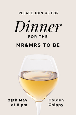Wedding Announcement with Wine Glass Silhouette Invitation 6x9in Design Template