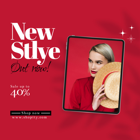 Fashion Collection Ad with Blond Woman Instagram AD Design Template