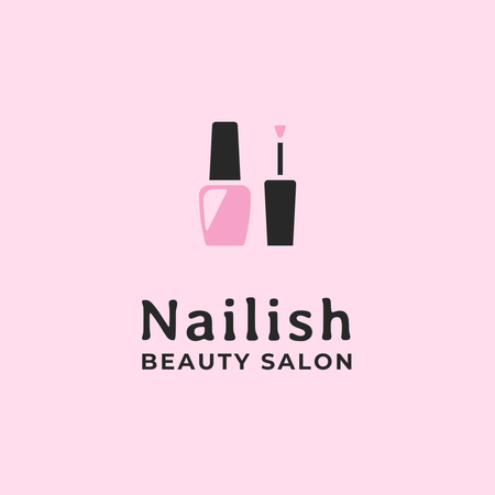 Unique Offer of Nail Salon Services With Polish In Pink Logo 1080x1080px Tasarım Şablonu